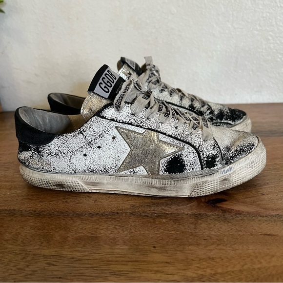 GOLDEN GOOSE GGDB MAY White Black Leather Distressed EU 36Women Sneakers - Picture 1 of 13